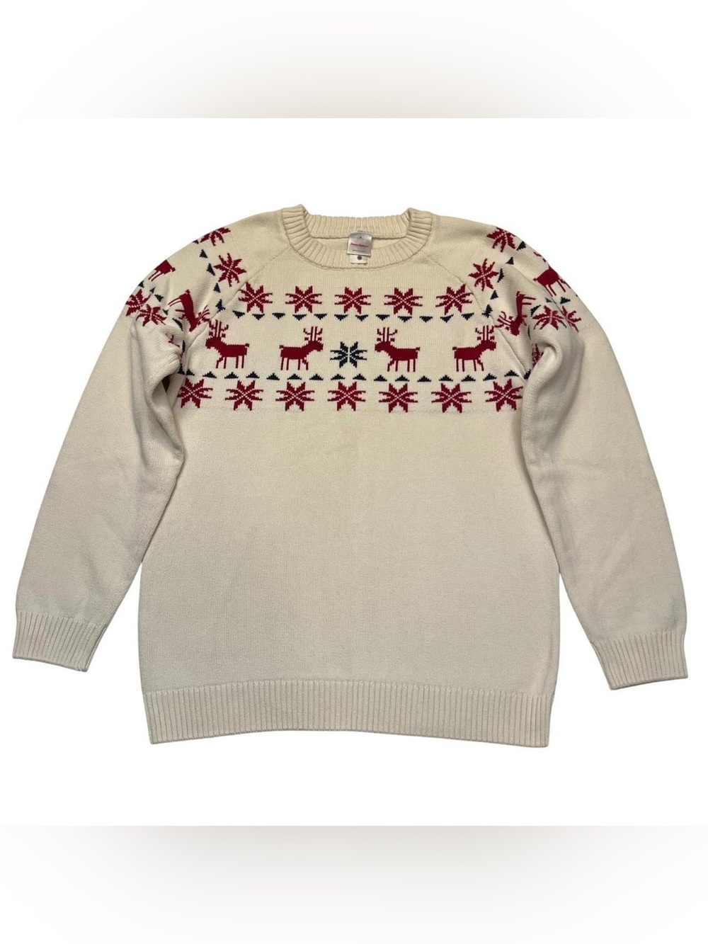 Boys Hanna Andersson Cream Holiday Festive Crew Neck Sweater Size 12 - cotton